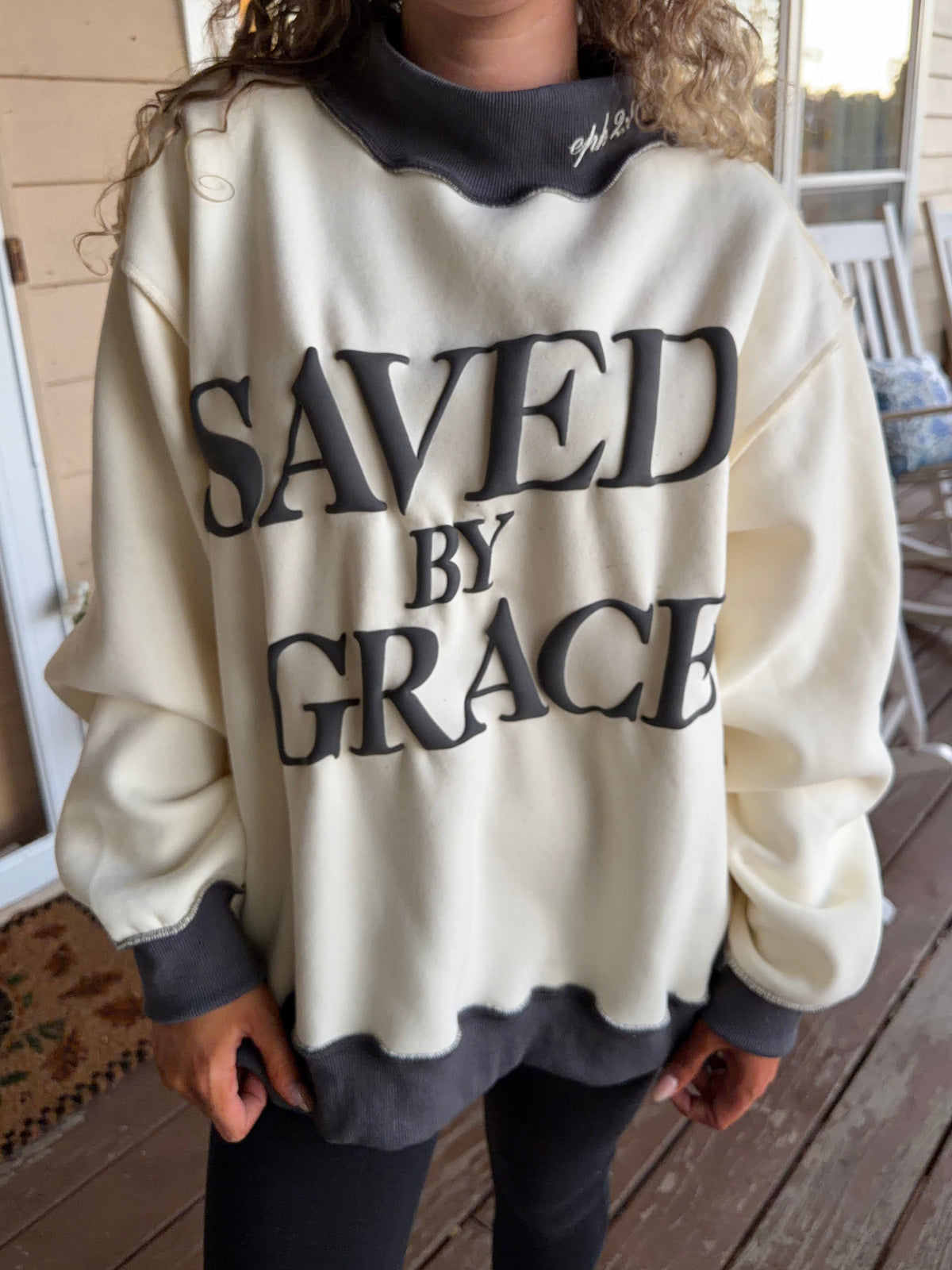 Saved by Grace pullover Mockneck sweatshirt
