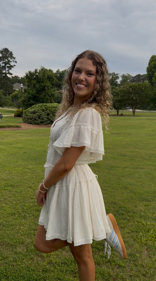 Rowan Cream Eyelet Mini Dress