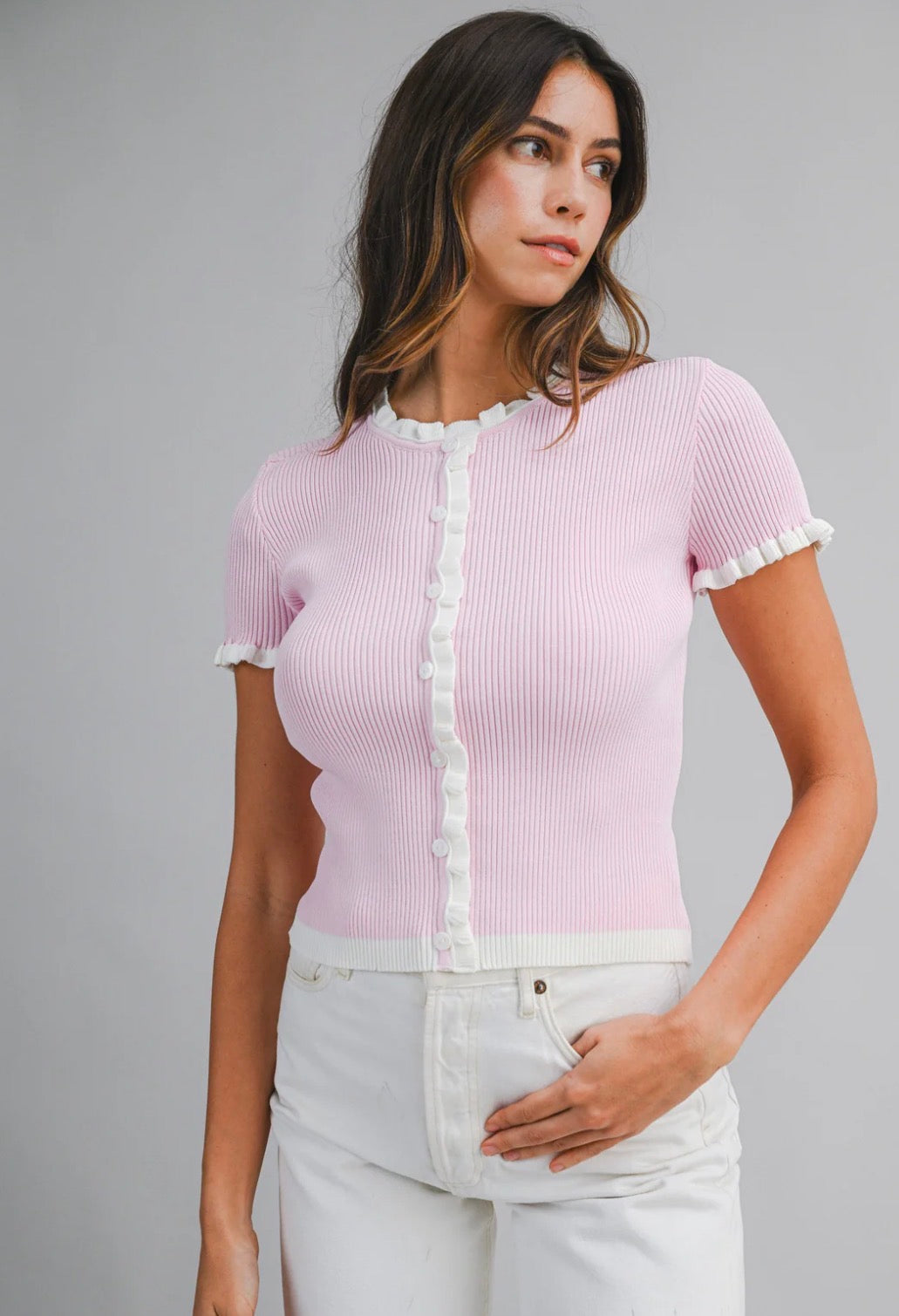 Kara Ruffle Cardigan Top