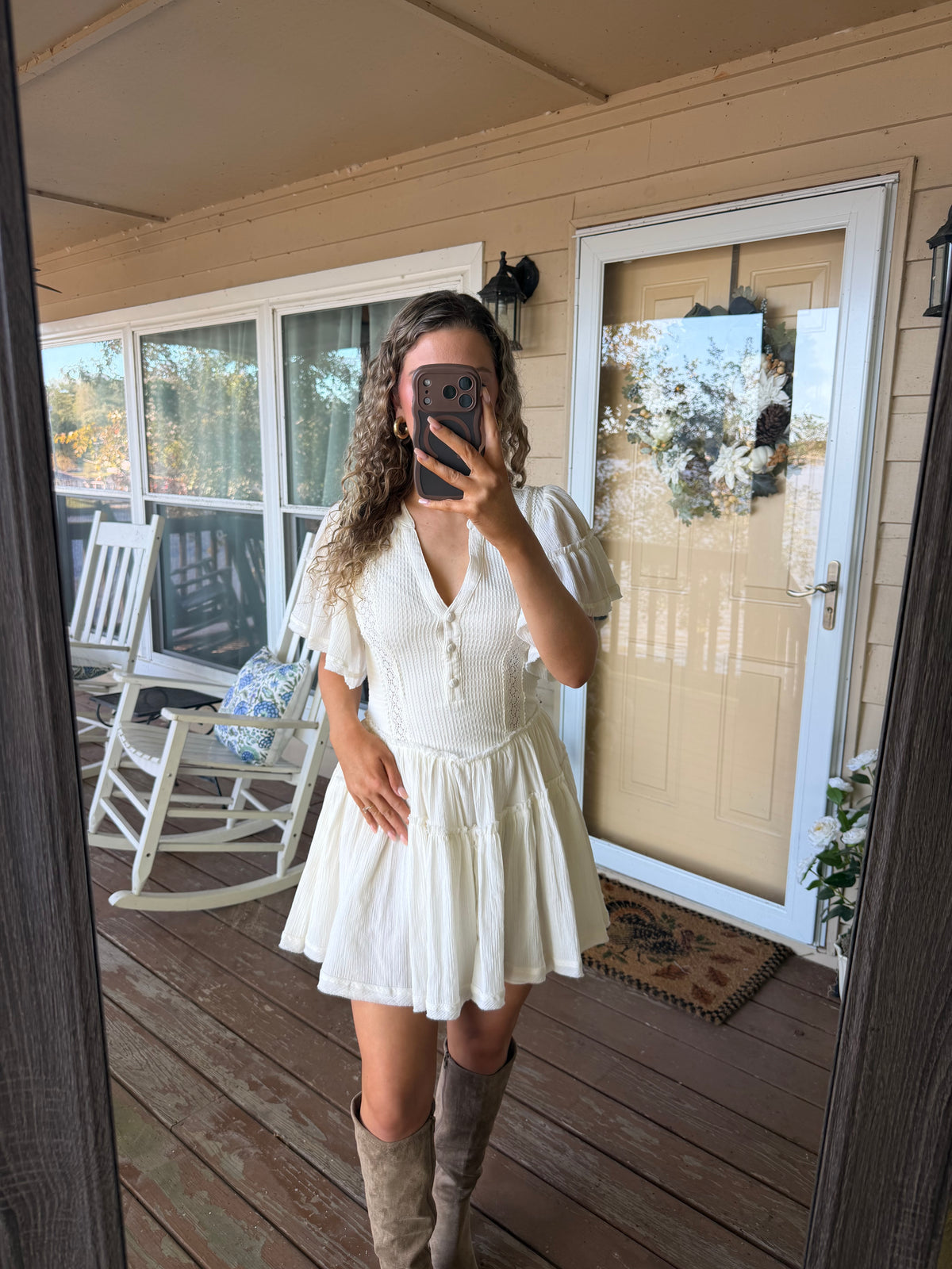 Rowan Cream Eyelet Mini Dress