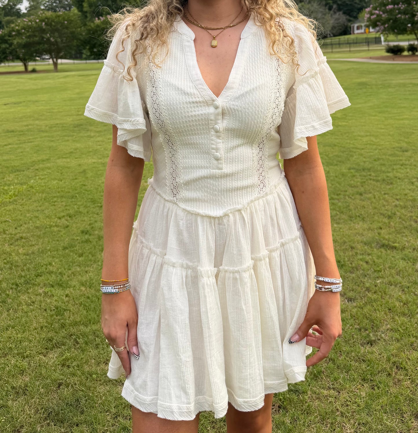 Rowan Cream Eyelet Mini Dress