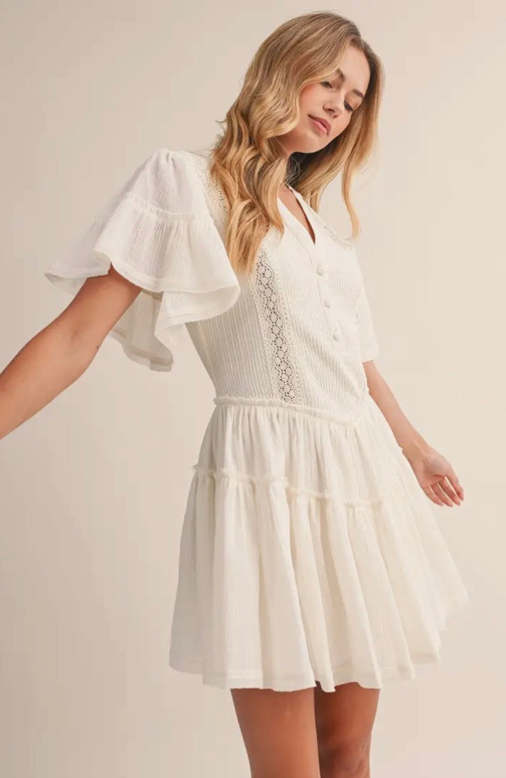 Rowan Cream Eyelet Mini Dress
