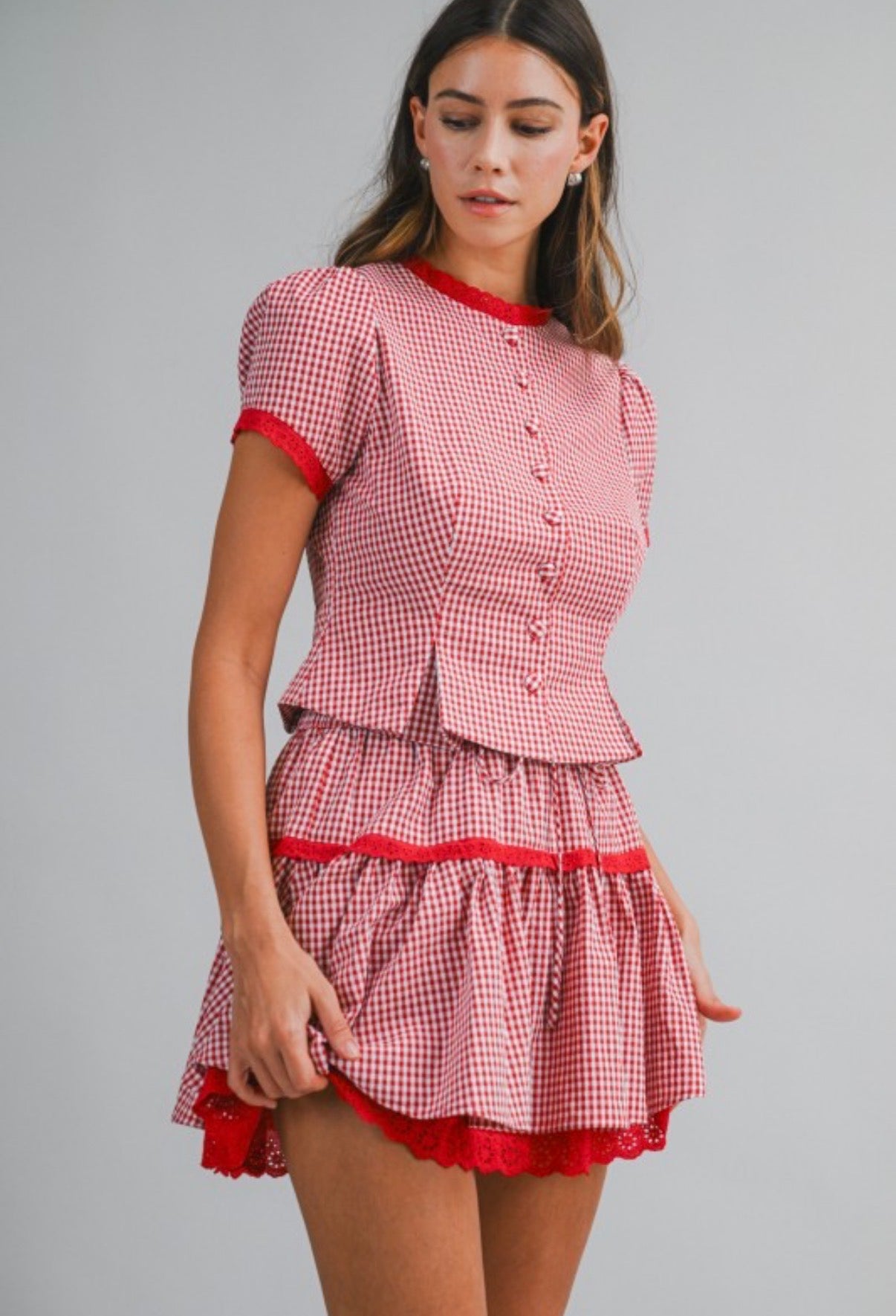 Sadie Gingham Skirt Set