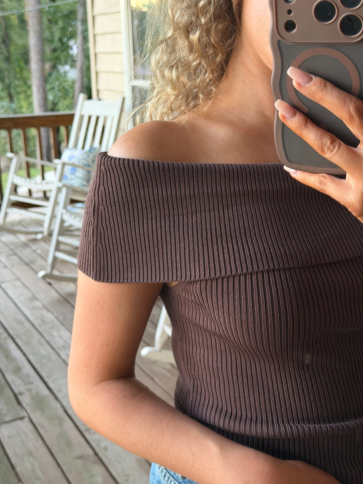 Ellerie Knit off the Shoulder Top