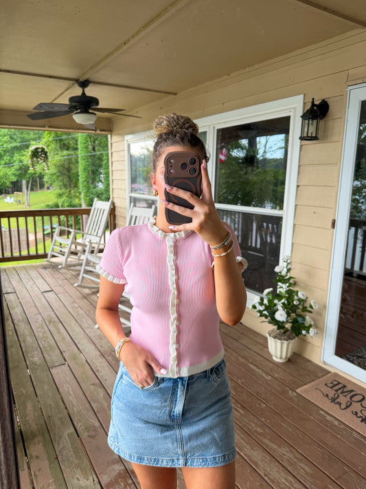 Kara Ruffle Cardigan Top