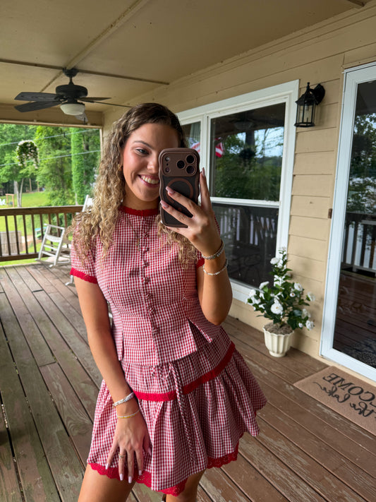 Sadie Gingham Skirt Set