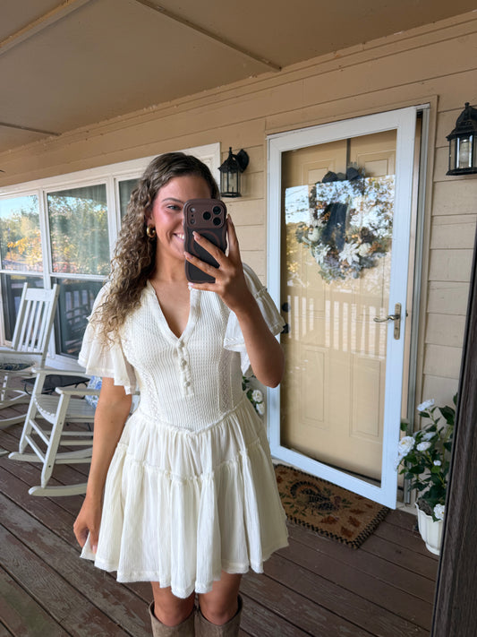 Rowan Cream Eyelet Mini Dress