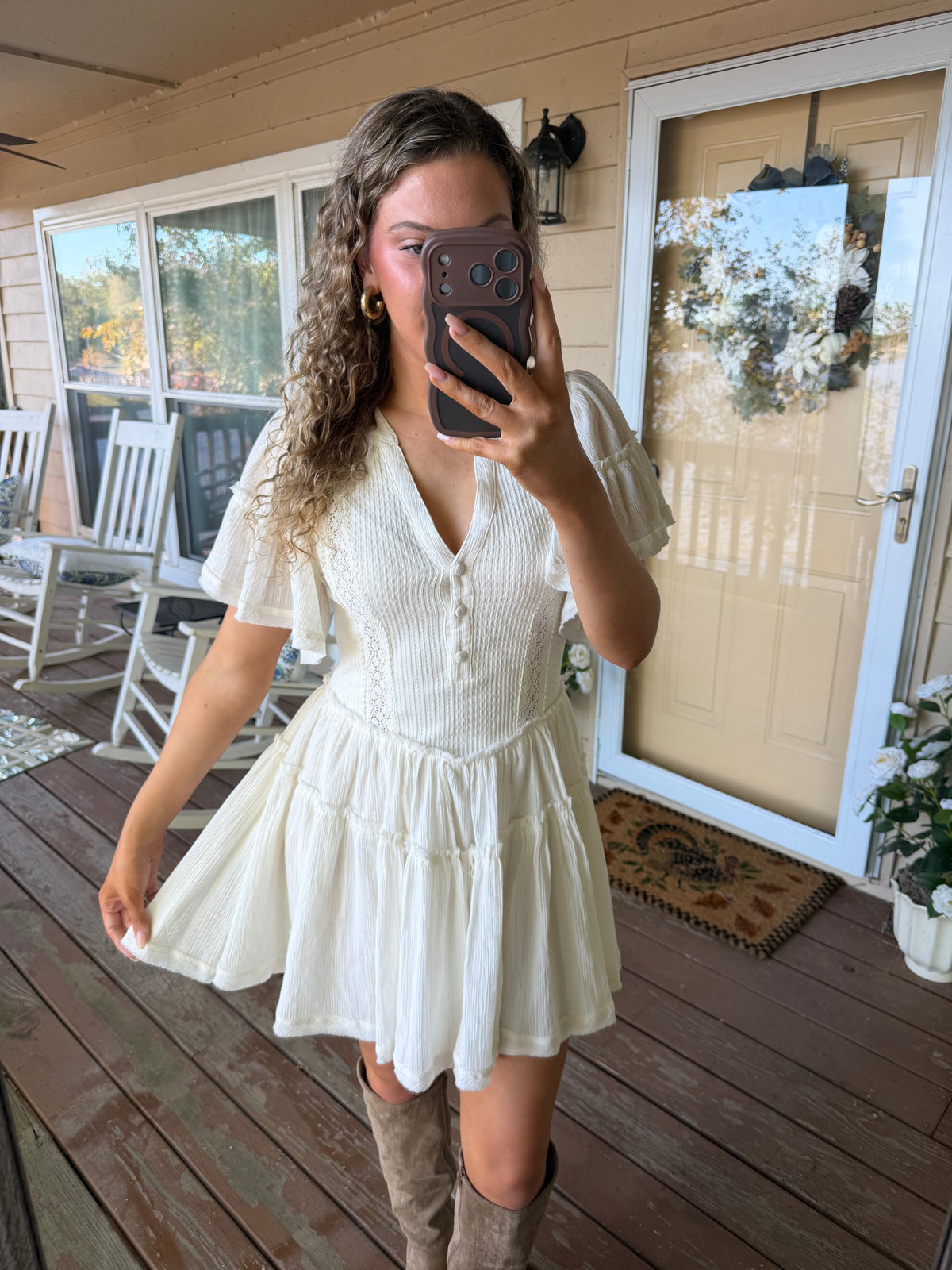 Rowan Cream Eyelet Mini Dress