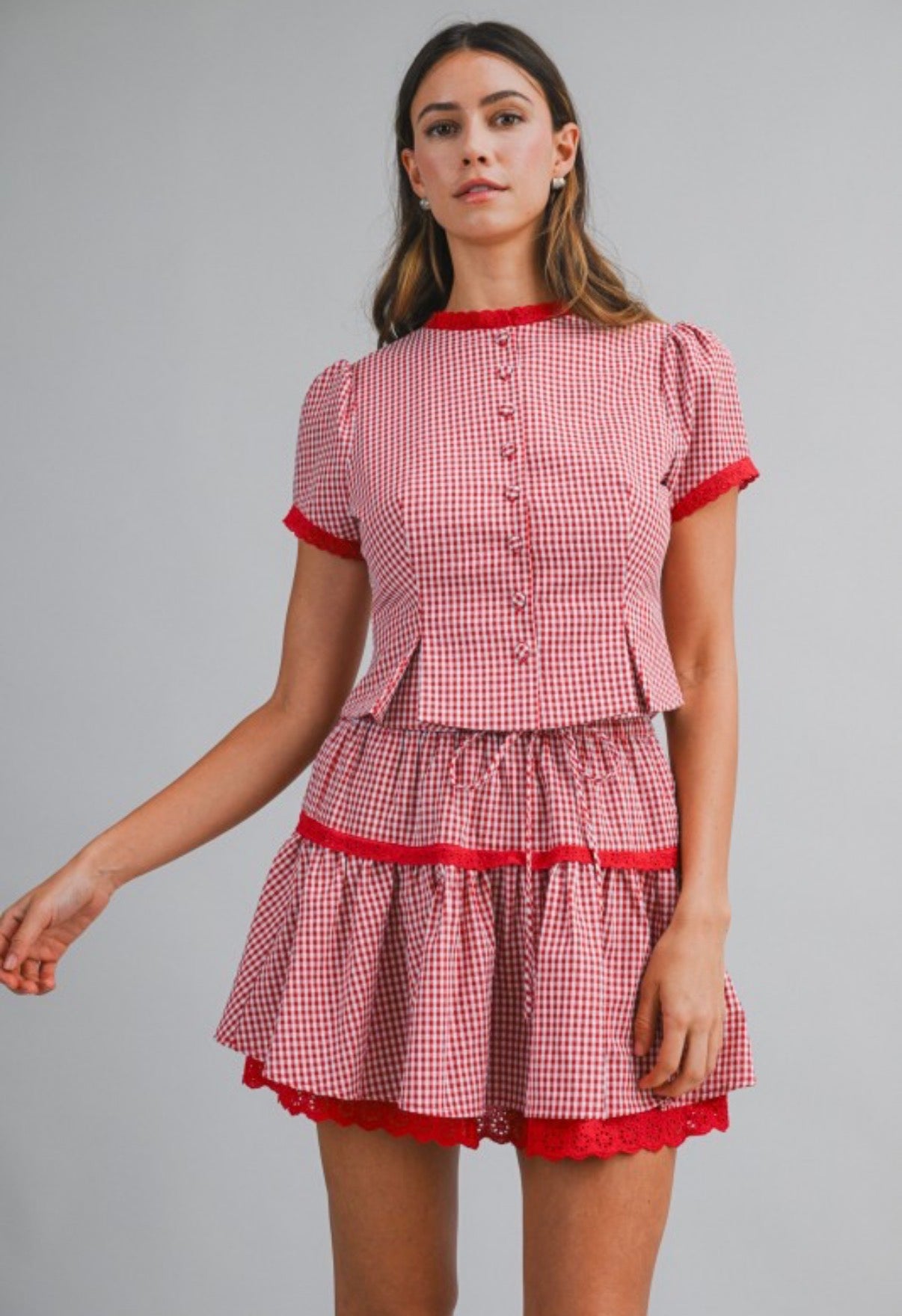Sadie Gingham Skirt Set