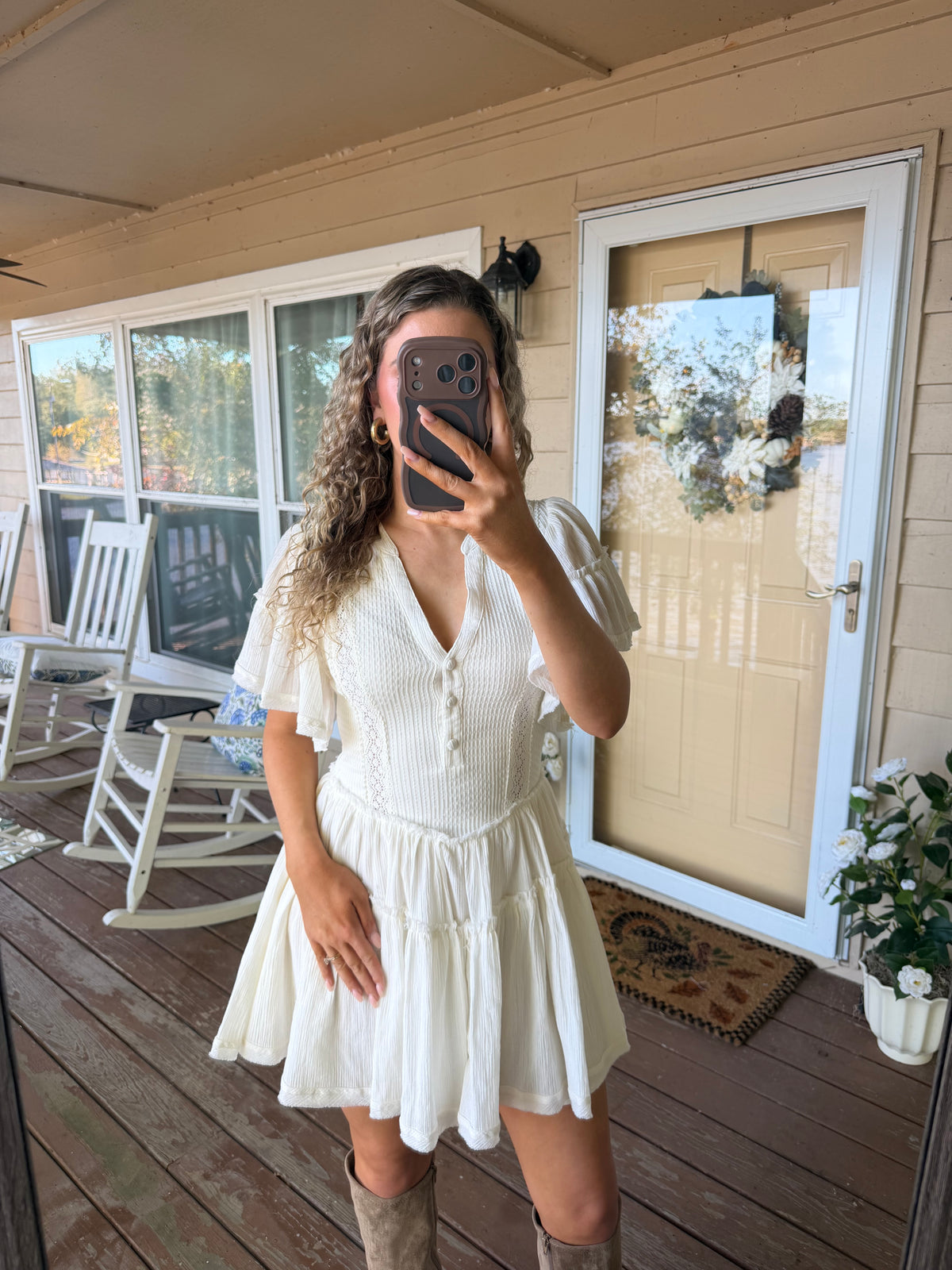 Rowan Cream Eyelet Mini Dress