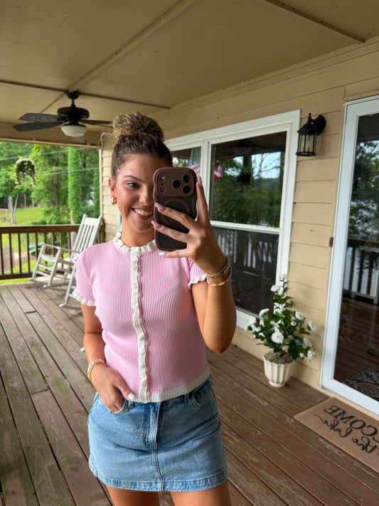 Kara Ruffle Cardigan Top