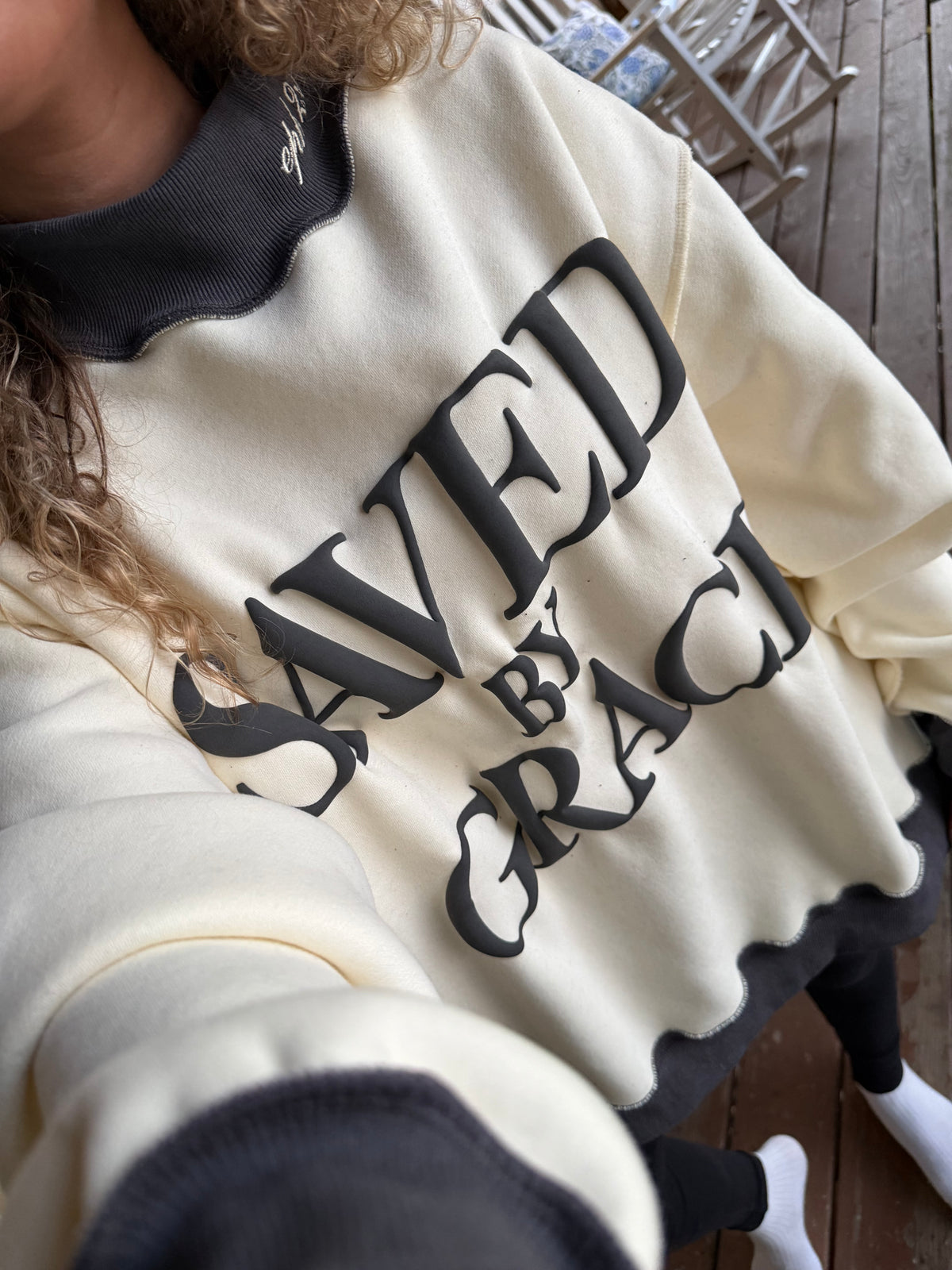 Saved by Grace pullover Mockneck sweatshirt