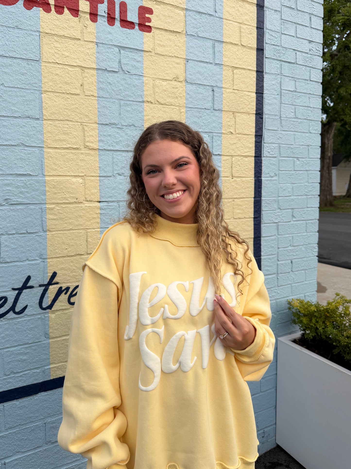 Jesus Saves Mockneck in Butter Yellow