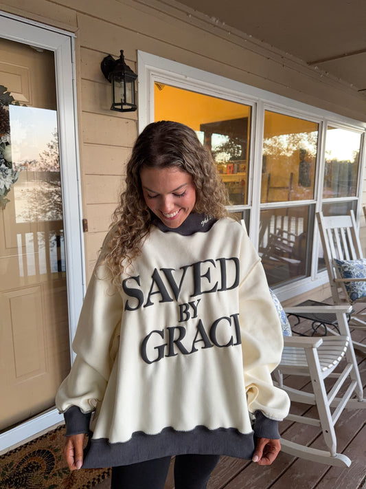 Saved by Grace pullover Mockneck sweatshirt