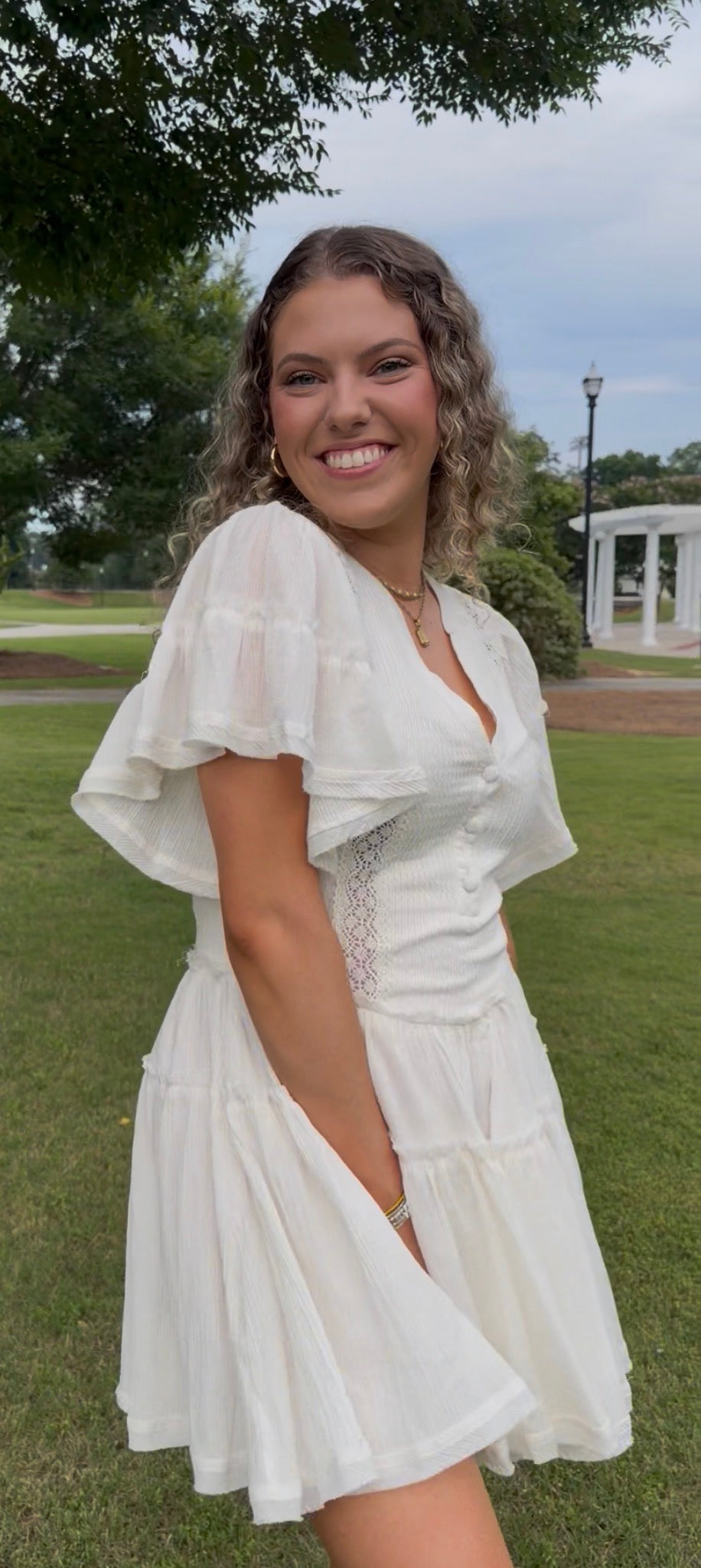 Rowan Cream Eyelet Mini Dress