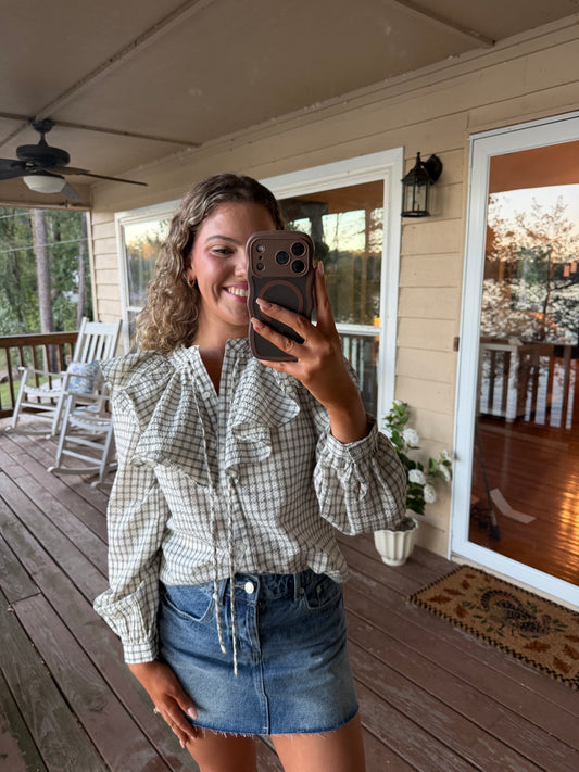 Rory Plaid Ruffle Blouse