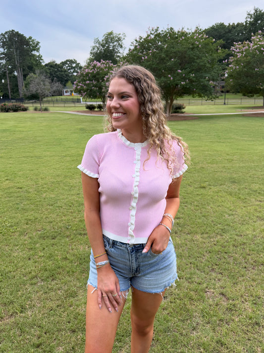 Kara Ruffle Cardigan Top