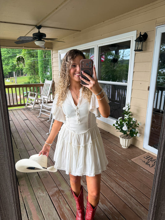 Rowan Cream Eyelet Mini Dress