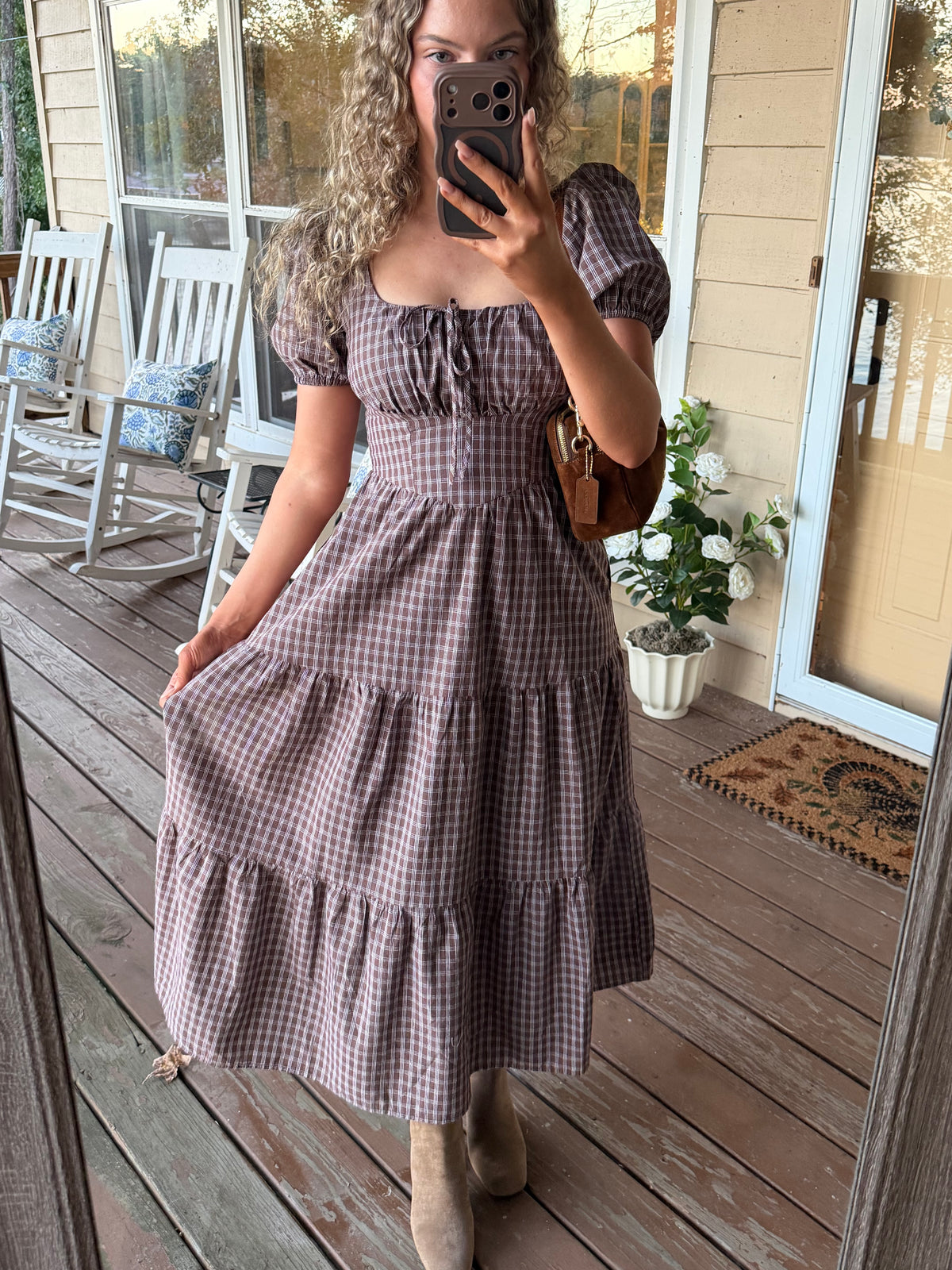 Ruth Gingham Midi Dress