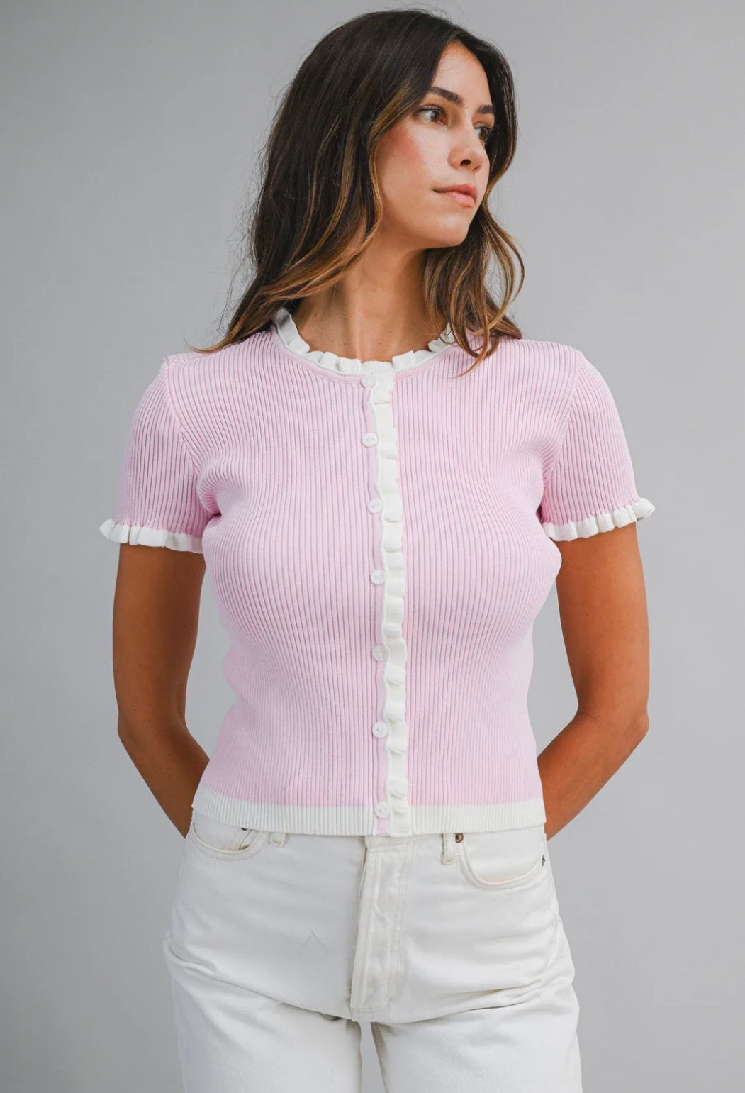Kara Ruffle Cardigan Top