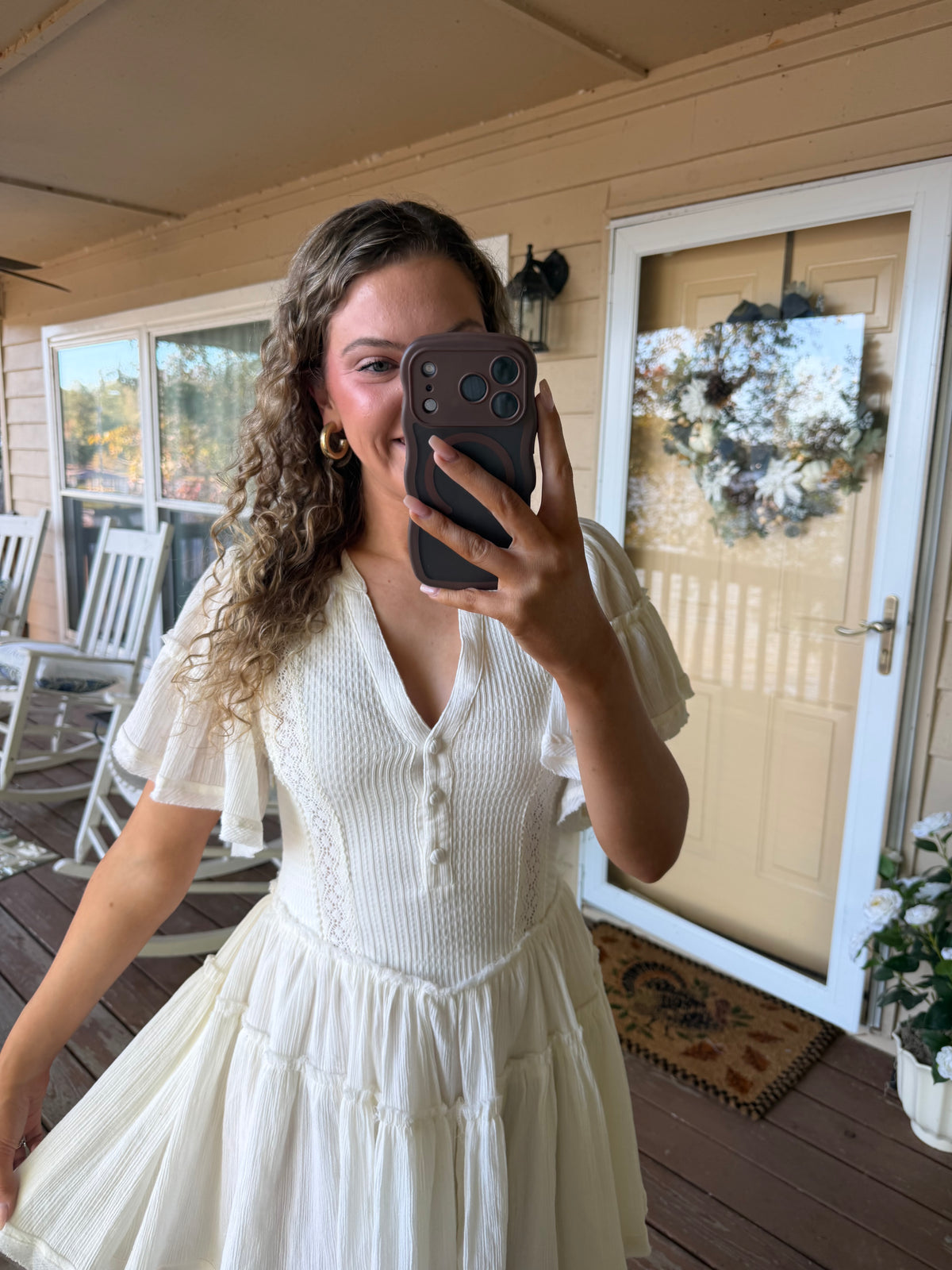 Rowan Cream Eyelet Mini Dress