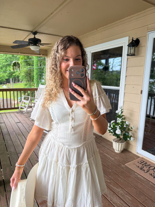 Rowan Cream Eyelet Mini Dress