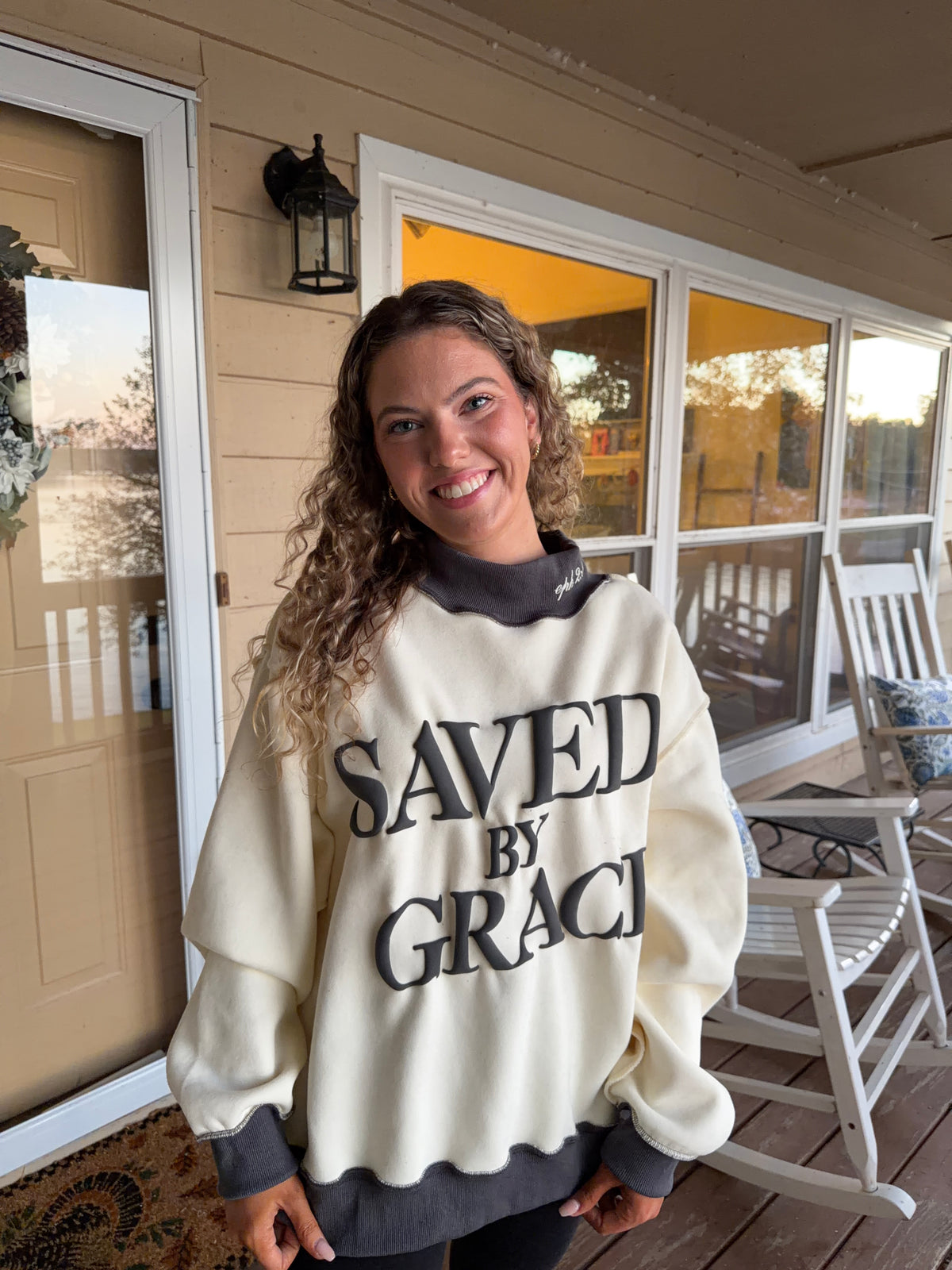 Saved by Grace pullover Mockneck sweatshirt