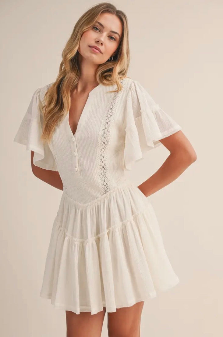 Rowan Cream Eyelet Mini Dress
