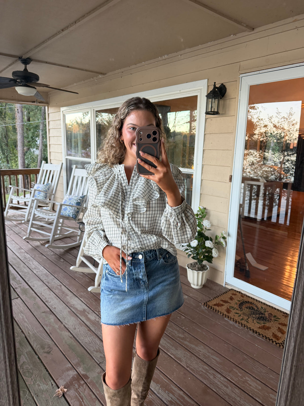 Rory Plaid Ruffle Blouse