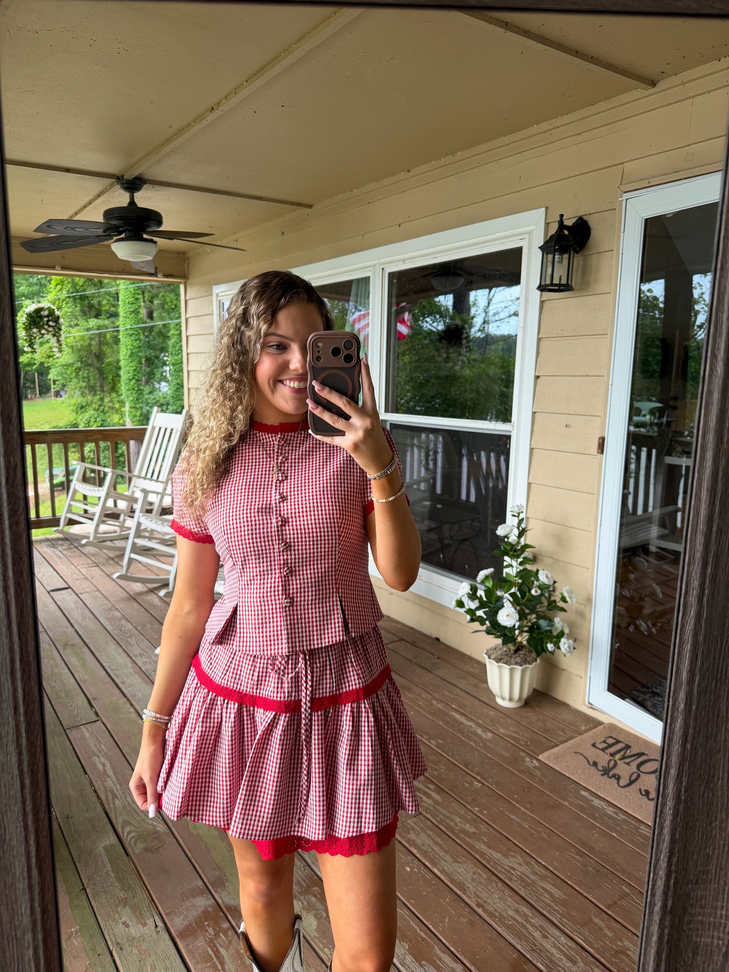 Sadie Gingham Skirt Set