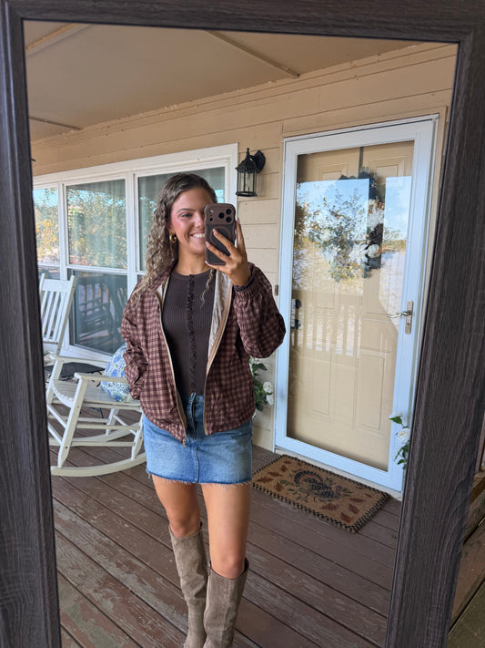 Apple Orchard Plaid Windbreaker Jacket