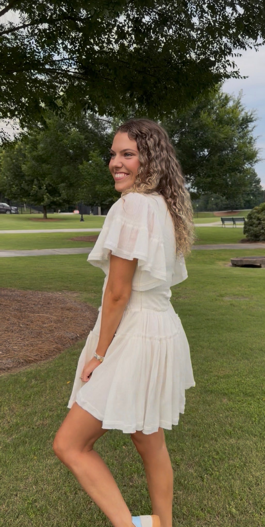 Rowan Cream Eyelet Mini Dress