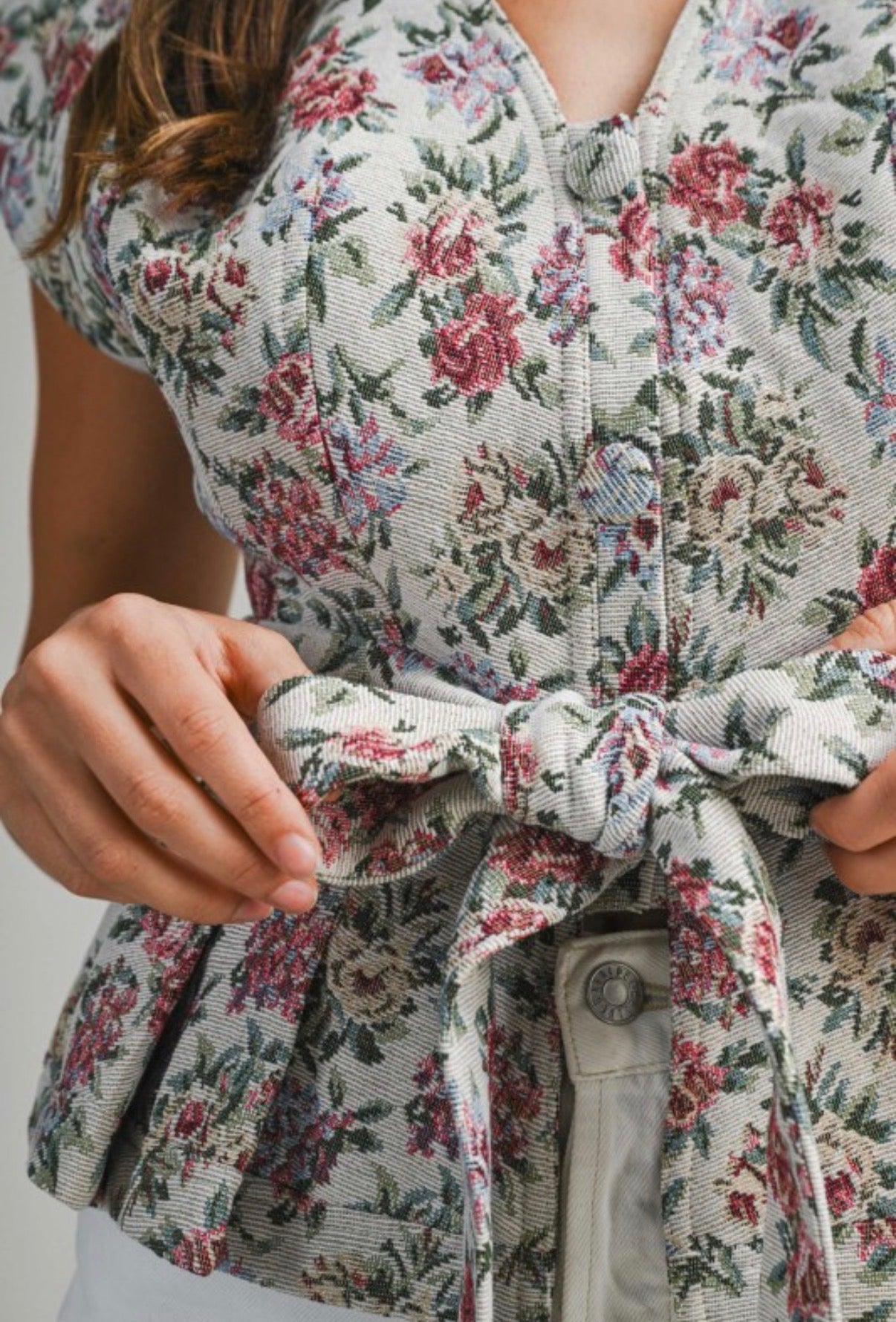 Scarlett Tapestry Floral Print Peplum Top